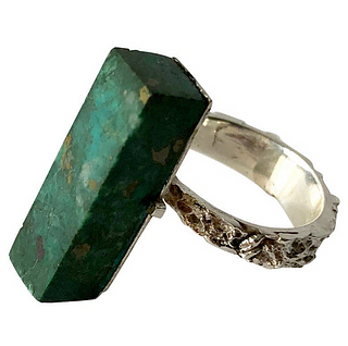 Graziella Laffi Sterling Silver Malachite Peruvian Modernist Handmade Ring
