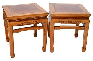 Pair of Carved Chinese Stands
having square tops
refinished
17 3/4 x 20 1/2 inches