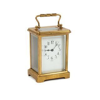 Tiffany and Co. France Brass and Glass Carriage Clock