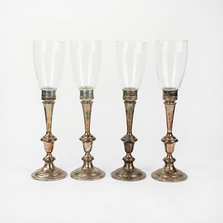 Set of Gorham Weighted Sterling Hurricane Lamps