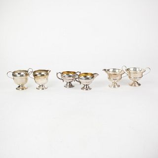 Grouping of Weighted Sterling Creamer & Sugar Bowl Sets
