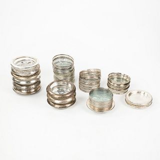 Collection of Sterling Rimmed Glass Coasters
