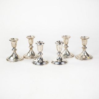 Grouping of Six Towle Weighted Sterling Candlesticks