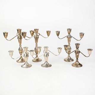 Grouping of 6 Duchin Creation Weighted Sterling Candelabras