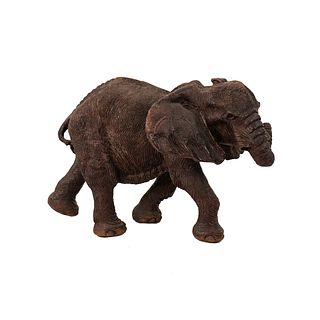 African Carved Ironwood Elephant Sculpture