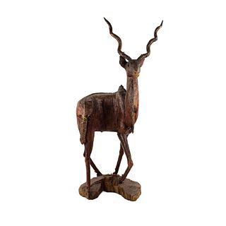 African Carved Ironwood Antelope Sculpture