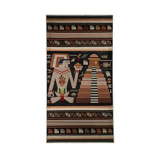 Aztec Style Embroidered Tapestry