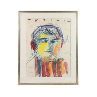 Emerson Woelffer Signed Crayon on Paper Drawing