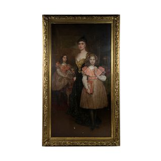 William Merritt Chase (American, 1849-1916) Signed Oil on Canvas Family Portrait