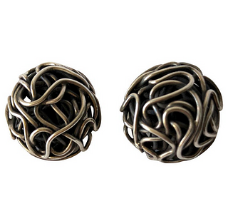 H. Fred Skaggs Sterling Silver American Modernist Coiled Wire Button Earrings