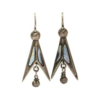 A pair of silver Scottish hardstone earrings,