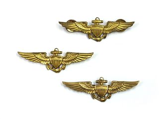 Three gold filled US Naval Aviator wings by Balfour