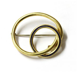 An Italian gold enamel hollow brooch,