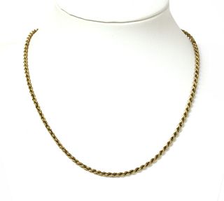 An Italian gold rope link chain,