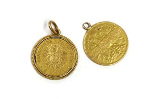 An Austrian gold 10 corona coin,