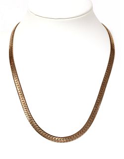 A 9ct gold herringbone link necklace,