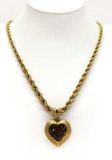 A 9ct gold smoky quartz pendant,