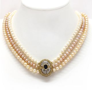A three row uniform cultured freshwater pearl necklace,