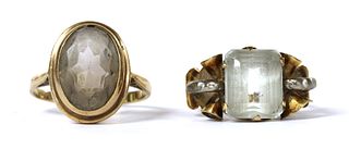 A 9ct gold single stone smoky quartz ring,