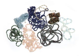 A quantity of cultured freshwater pearl and tumbled gemstone bead jewellery,