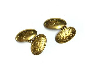 A pair of 18ct gold oval cufflinks,