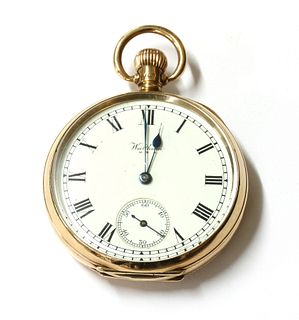 A 9ct gold Waltham top wind open-faced pocket watch,