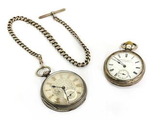 A Victorian silver open faced key wound pocket watch,