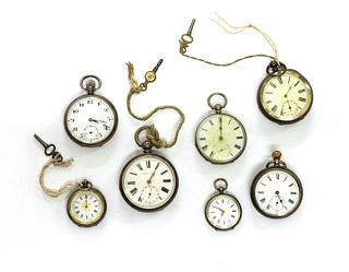 A quantity of silver pocket and fob watches,