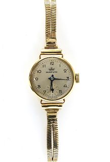 A ladies' 9ct gold Marvin mechanical bracelet watch,