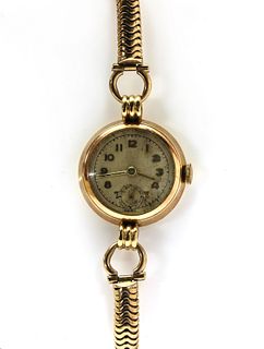 A ladies’ 9ct gold mechanical bracelet watch,