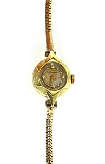 A ladies’ 18ct gold Rodania mechanical bracelet watch,