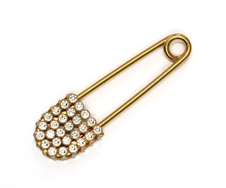 A Burberry paste set oversized safety pin brooch,
