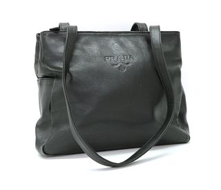 A Prada black leather bag,