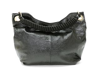 A Giorgio Armani black patent leather slouch shoulder bag,