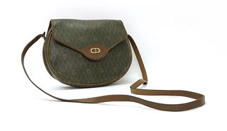 A Christian Dior green 'Honeycomb' coated canvas satchel bag,