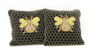 Two Mackenzie Childs 'Queen Bee' cushions,
