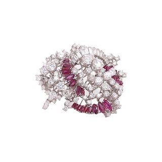 5.00ct Ruby And 18.00ct Diamond Brooch Pendant