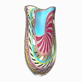 M. Schiavon "Vaso Moderno" Murano Faceted Vase