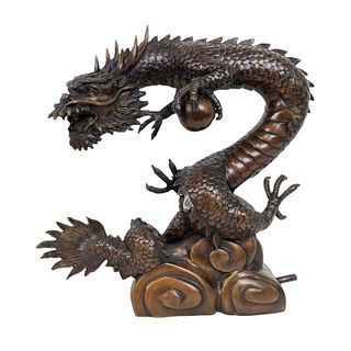 Contemporary Chinese Bronze Dragon Water Fountain