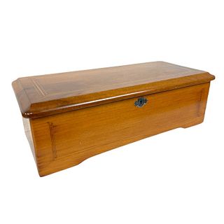 Vtg Large Swiss Wooden Case Mechanical Music Box