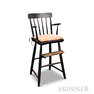Black-painted Child's Windsor High Chair