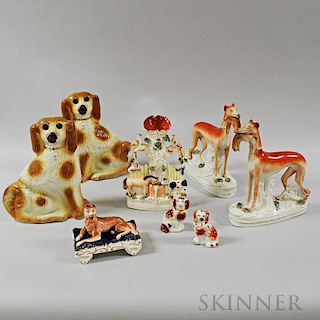 Eight Pieces of Staffordshire Pottery