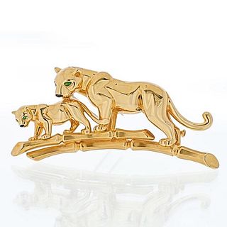 CARTIER 18K YELLOW GOLD PANTHERE BROOCH