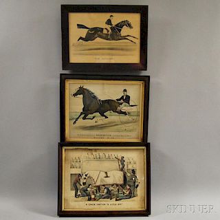 Three Framed Currier & Ives Equestrian Engravings