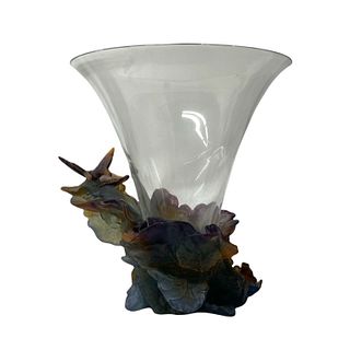 Daum Pate de Verre "Papillion" Butterfly Vase