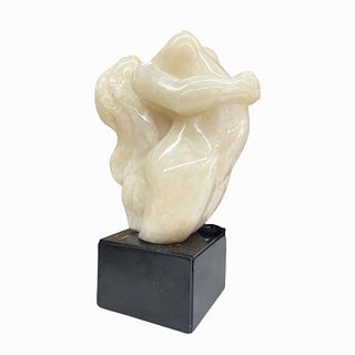F. Mendoza White Alabaster Sculpture Of Nude Woman