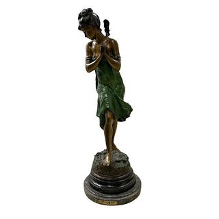 A. Moreau "Standing Mandolin Woman" Bronze