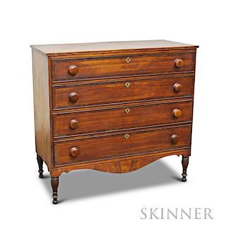 Federal Inlaid Cherry and Mahogany Veneer Chest of Drawers