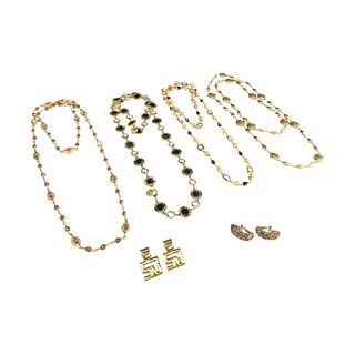 Pr St John SJ Gold Tone Earrings + 4 Necklaces
