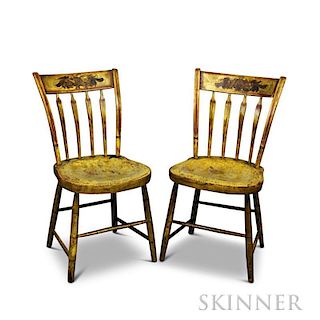 Pair of Paint-decorated Thumb-back Windsor Side Chairs